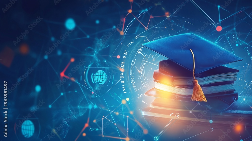 Naklejka premium Future Online Learning Background Concept