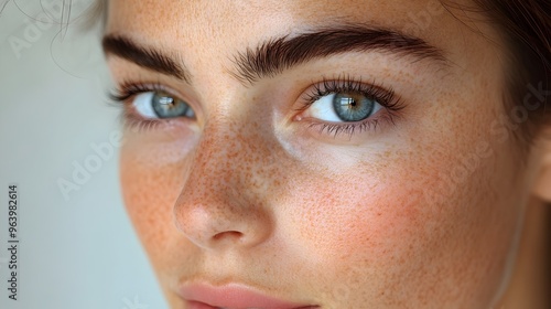 Detailed Closeup of a Patient s Face After a Successful Chemical Peel Treatment Showing Smooth Texture and Slight Redness photo