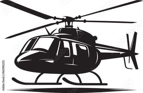 Modern Helicopter silhouette vector illustration isolated on a white background
