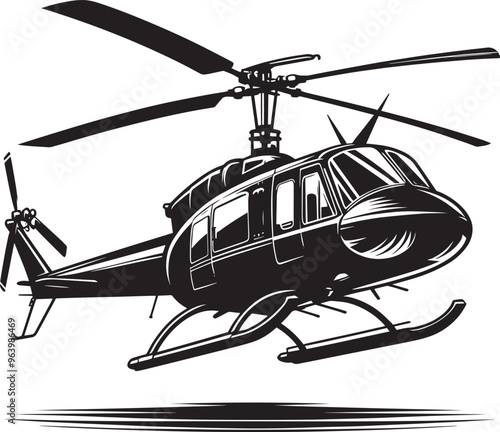 Modern Helicopter silhouette vector illustration isolated on a white background