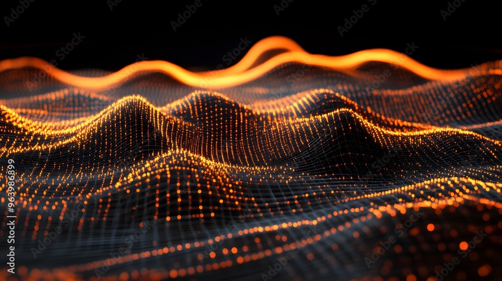 Abstract Orange Glow Grid Lines Waves Abstract Orange Glow Grid Lines Waves