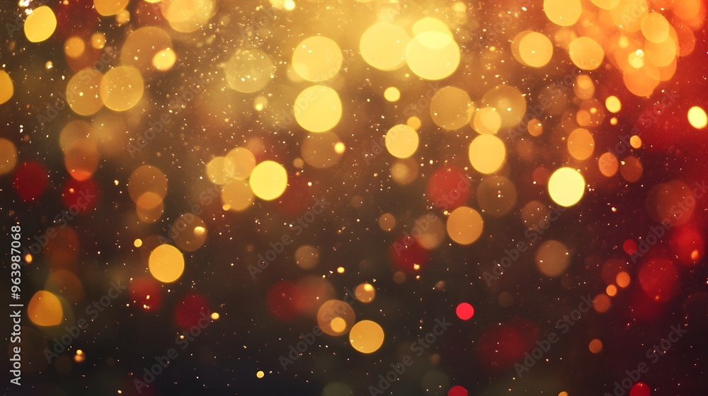 Obraz premium Abstract Gold and Red Bokeh Lights Background