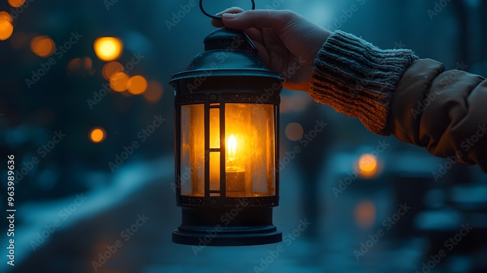Hands Lighting Lantern Under Moonlit Sky Cozy and Warm Atmosphere Hands Lighting Lantern Under Moonlit Sky Cozy and Warm Atmosphere