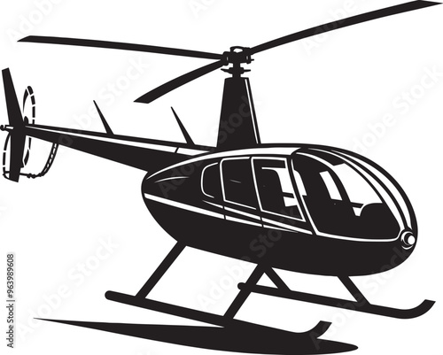 Modern Helicopter silhouette vector illustration isolated on a white background