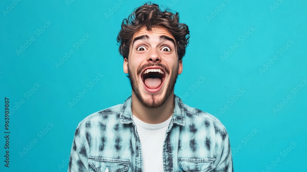 Animated young man in casual wear. Animated young man in casual wear.