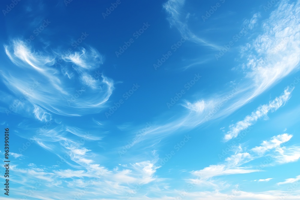 Bright Blue Sky with Wispy Clouds: A Serene Daytime View Bright Blue Sky with Wispy Clouds: A Serene Daytime View