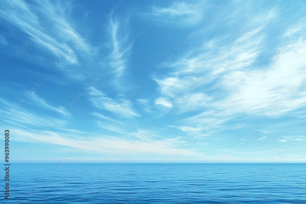Obraz premium Serene Ocean and Sky: A Tranquil Scene of Blue Calmness