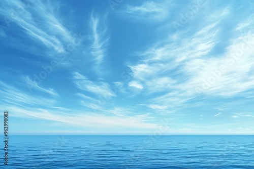 Serene Ocean and Sky: A Tranquil Scene of Blue Calmness