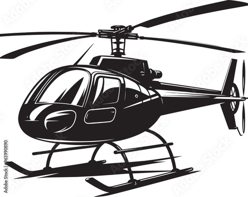 Modern Helicopter silhouette vector illustration isolated on a white background