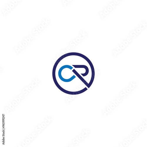 CR or RC letter logo design. Abstract outstanding professional business awesome artistic branding company different colors illustration.