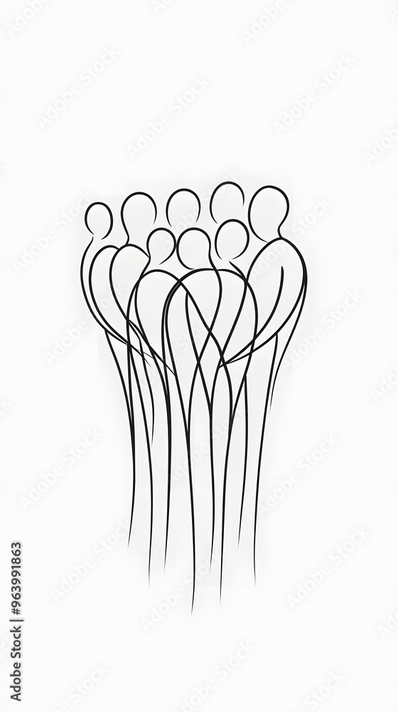 Abstract Line Drawing of Intertwined Figures Abstract Line Drawing of Intertwined Figures