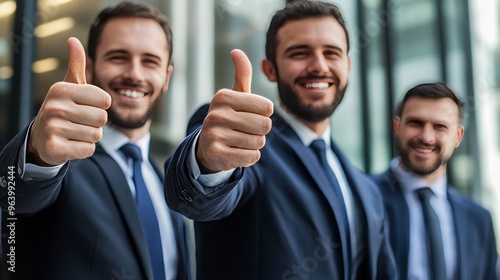 Businesspeople thumbs up