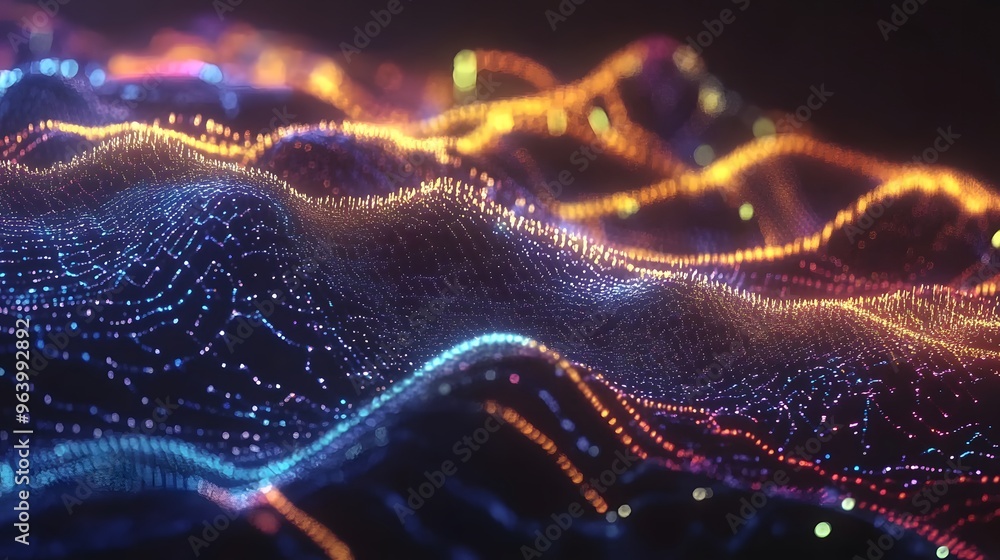 Abstract Colorful Digital Landscape with Glowing Lights Abstract Colorful Digital Landscape with Glowing Lights
