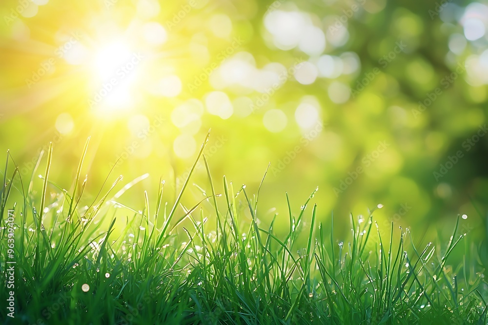 Dewy Grass Bathed in Sunlight: A Glimpse of Nature's Beauty Dewy Grass Bathed in Sunlight: A Glimpse of Nature's Beauty