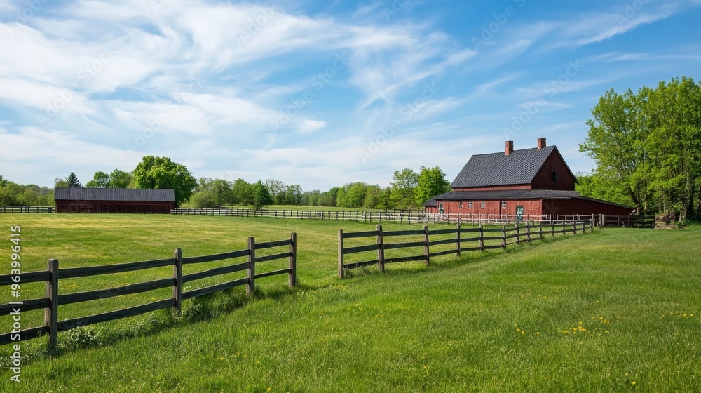 Horse farm scene in Toronto, Canada. Horse farm scene in Toronto, Canada.