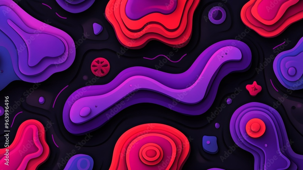 Abstract Purple and Red Paper Cut Design Abstract Purple and Red Paper Cut Design