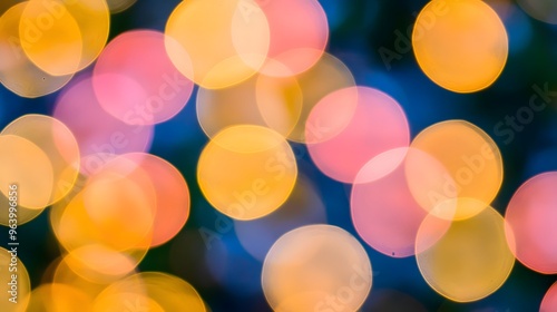 Abstract Bokeh Lights Background Warm Colors and Blue Background