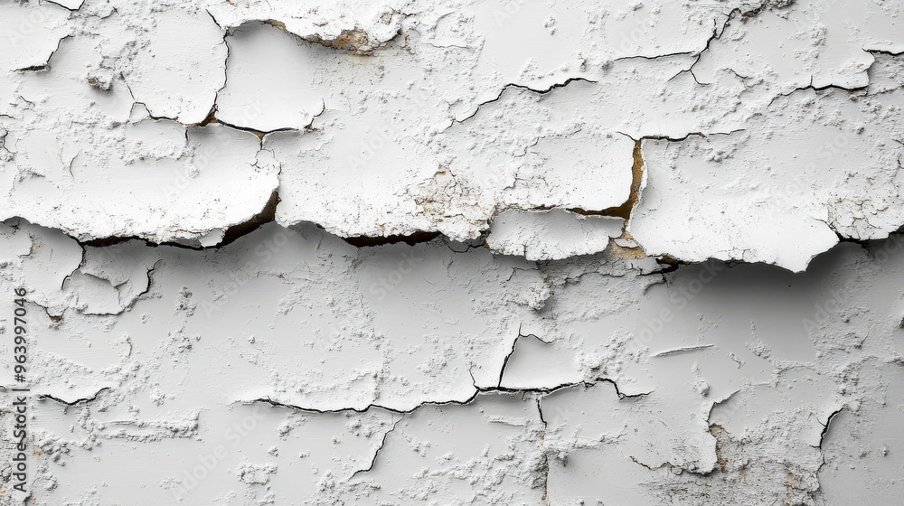 Obraz premium Peeling white paint on a cracked wall