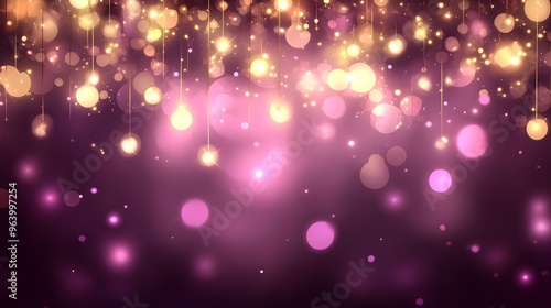 Abstract Pink and Gold Bokeh Background with Glowing Lights