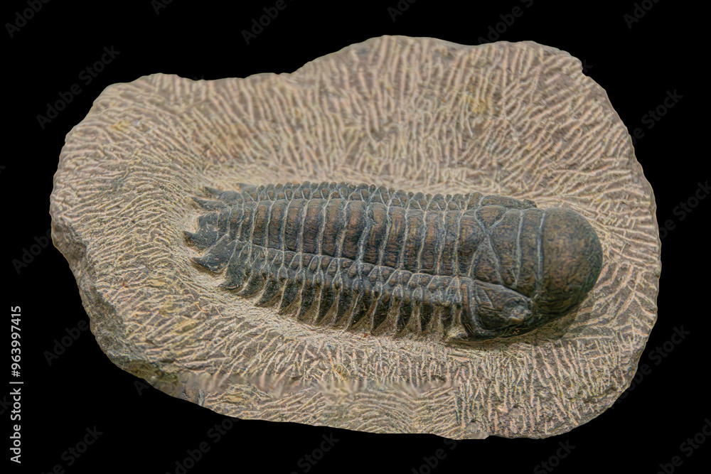 Fossil of Extinct Trilobite in Museum Exhibit Fossil of Extinct Trilobite in Museum Exhibit