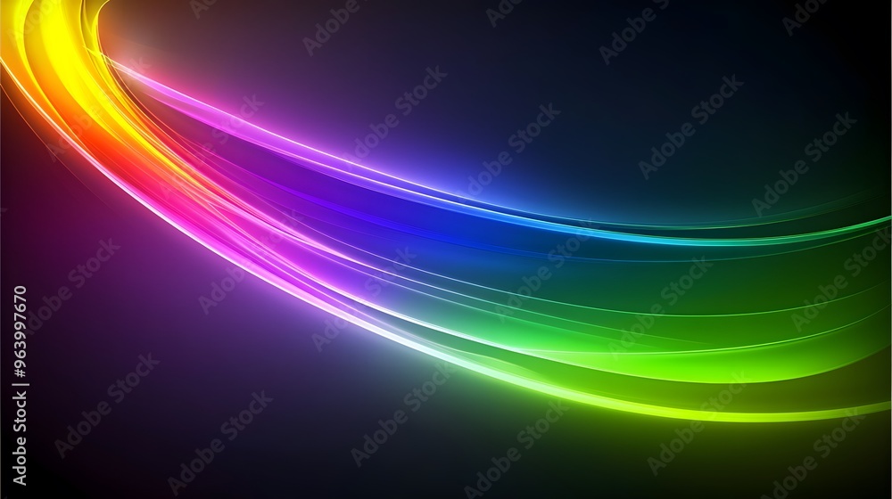 Abstract Rainbow Glow Lines Dark Background Abstract Rainbow Glow Lines Dark Background
