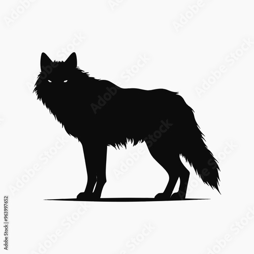Silhouette wolf standing still