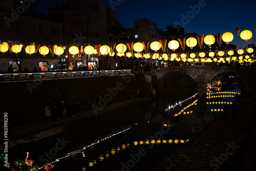ランタン,長崎,夜景,川,祭り,建築,  橋, fra, 旅行, 建造, 観光