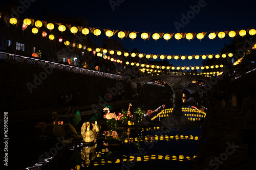 ランタン,長崎,夜景,川,祭り,建築,  橋, fra, 旅行, 建造, 観光