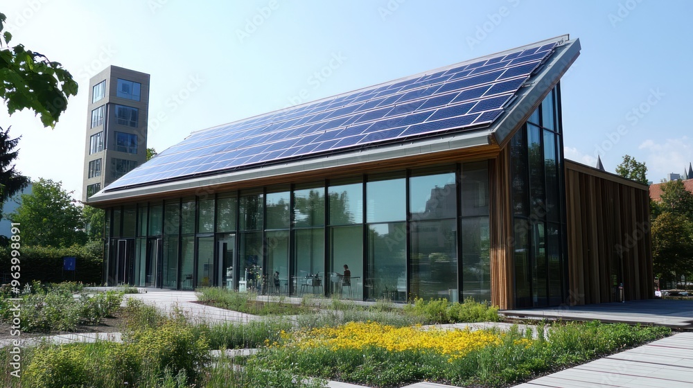 A renewable energy research center, where scientists work on integrating hydrogen with other green technologies A renewable energy research center, where scientists work on integrating hydrogen with other green technologies