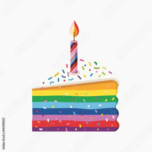 Colorful layered cake slice illustration