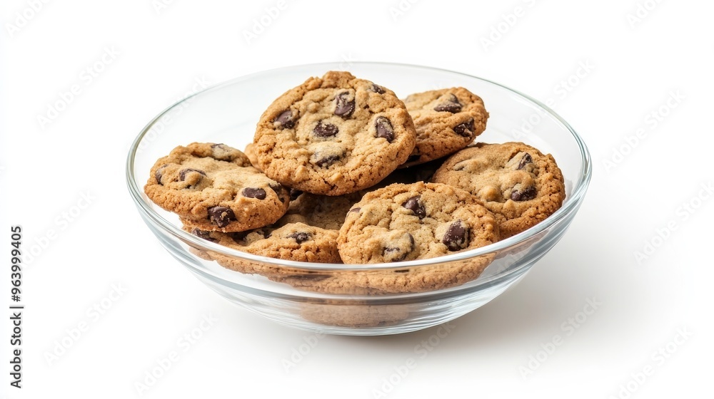 Cookies in glass dish on white Cookies in glass dish on white