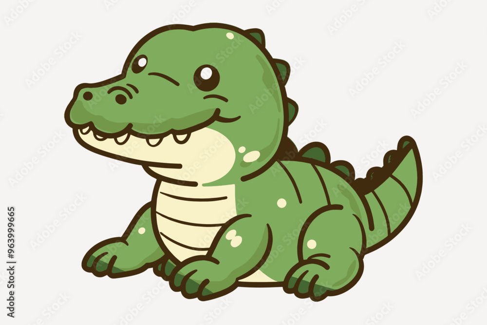 Fototapeta premium Cute cartoon baby crocodile illustration