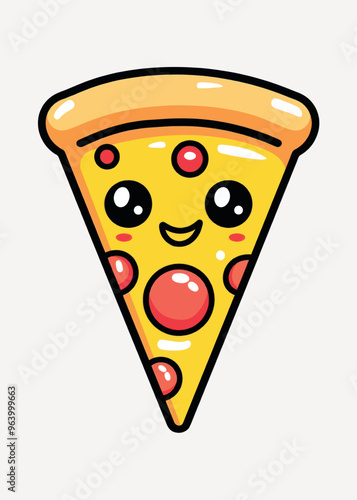 Cute cartoon pizza slice illustration