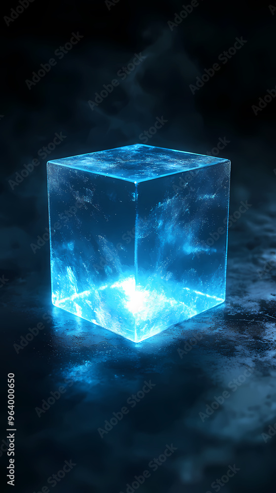 Futuristic tech feel with glowing cube Futuristic tech feel with glowing cube