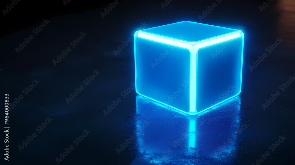 Futuristic tech feel with glowing cube Futuristic tech feel with glowing cube