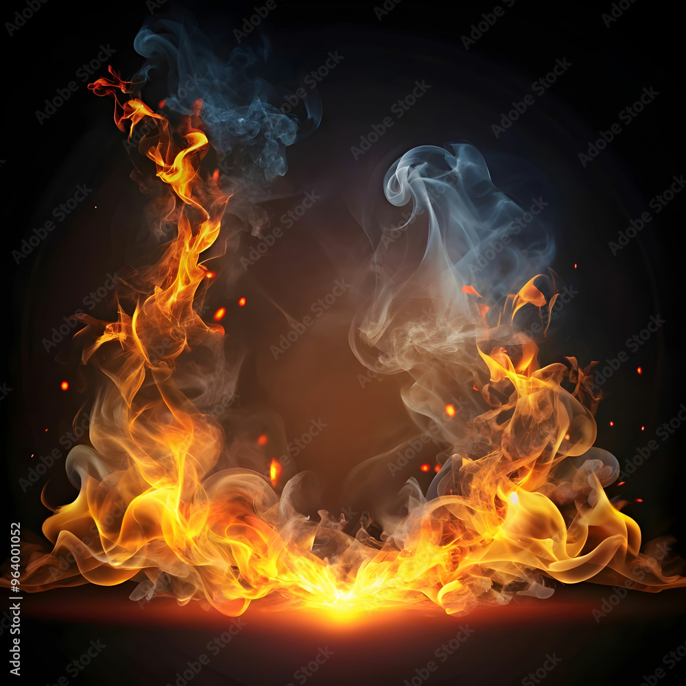 Fototapeta premium border smoke with fire glow or sparks