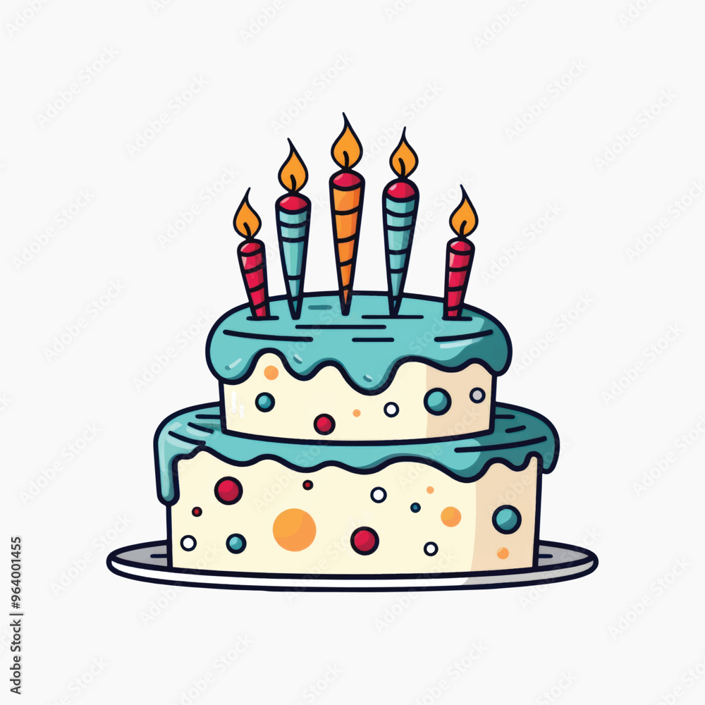 Colorful birthday cake illustration Colorful birthday cake illustration