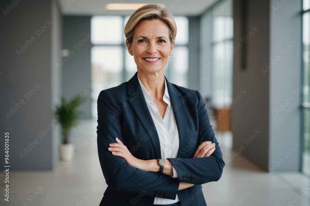 Portrait of smiling mature business woman with arms crossed looking at camera Portrait of smiling mature business woman with arms crossed looking at camera