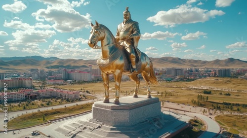 Statue of Genghis Khan, sunny Mongolia photo