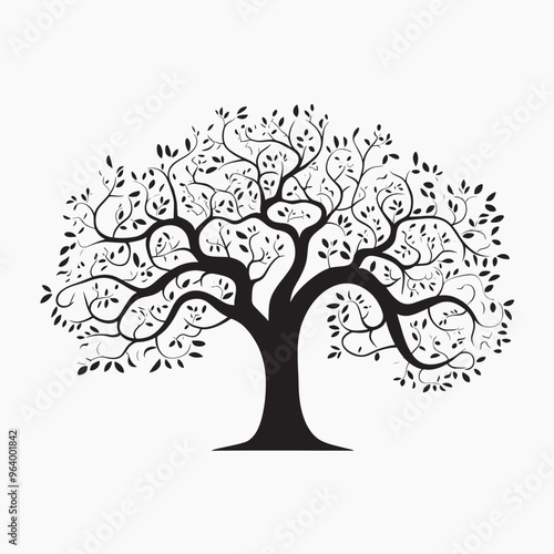 Elegant black tree silhouette