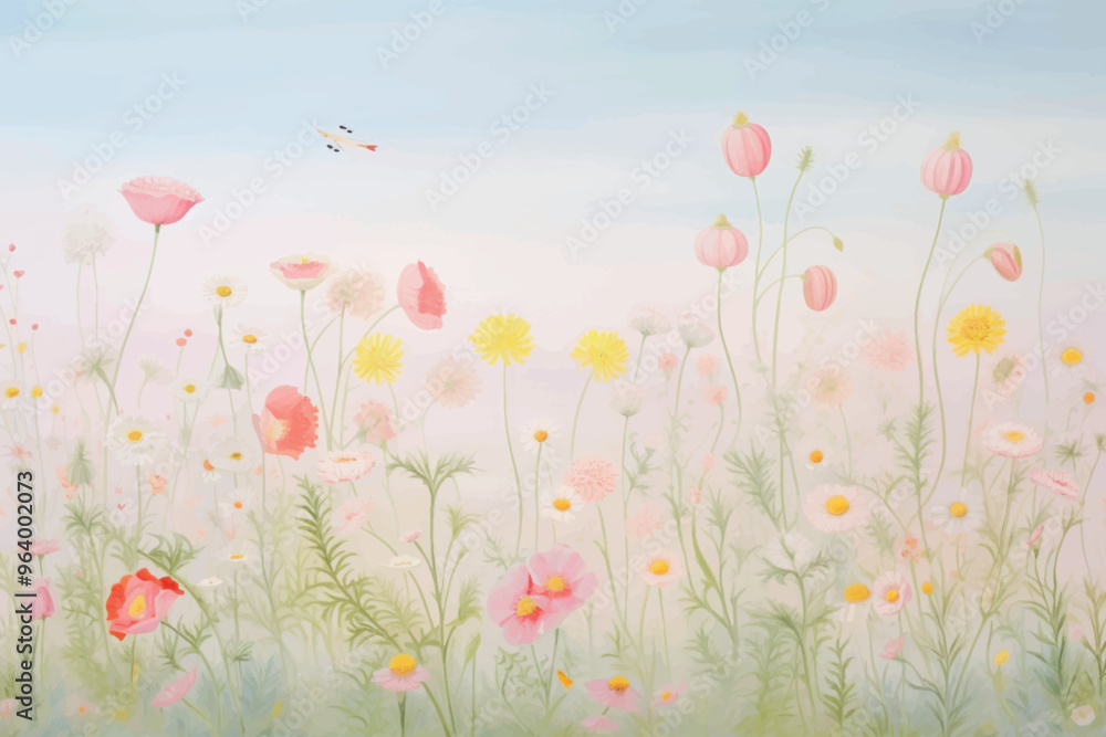 Whimsical floral meadow painting Whimsical floral meadow painting