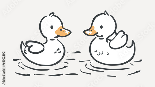 Cute ducks in simple illustration