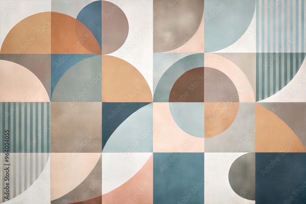 custom made wallpaper toronto digitalColorful geometric abstract art with circles and squares in pastel tones on canvas