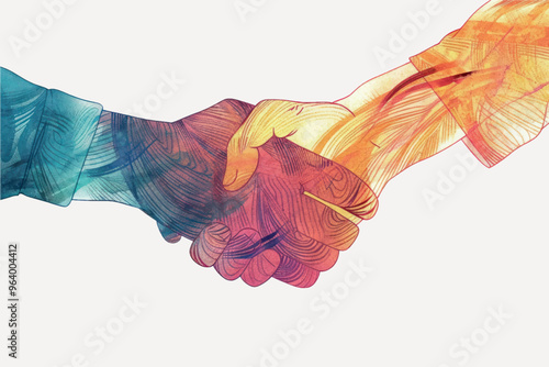 Colorful handshake abstract illustration