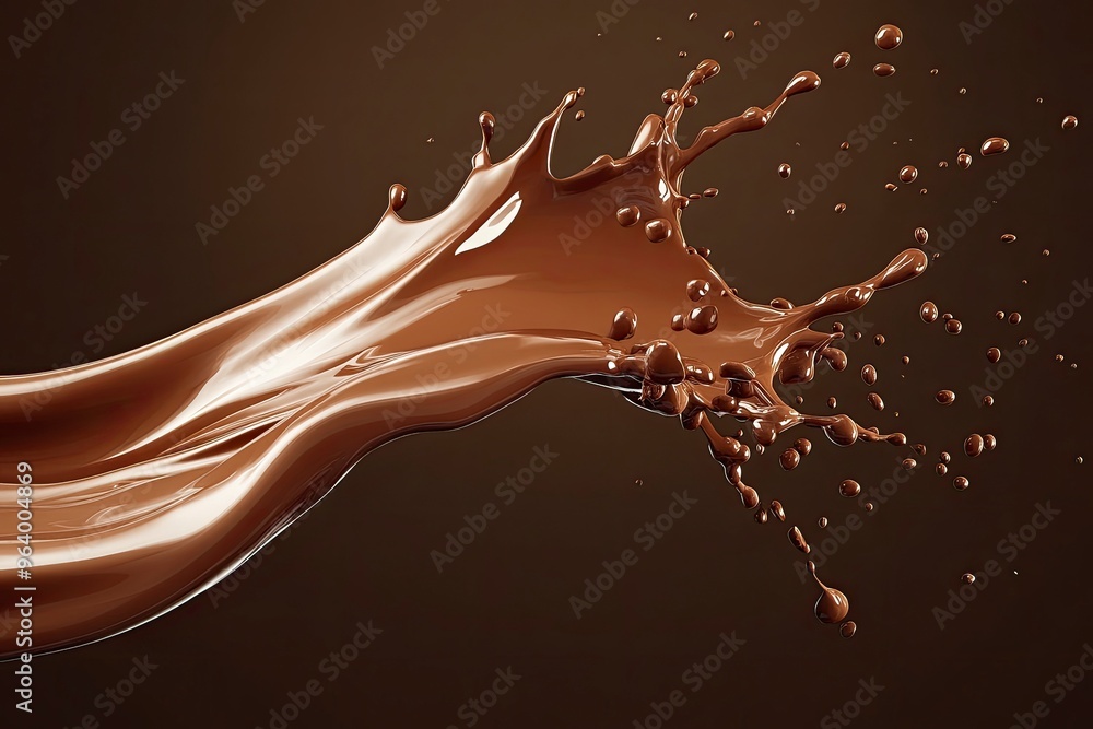 Realistic liquid chocolate long wave splash, enticing with its creamy richness, captures the essence of indulgence in a delectable treat. Isolated 3d vector brown splashing jet with droplets mid, ai Realistic liquid chocolate long wave splash, enticing with its creamy richness, captures the essence of indulgence in a delectable treat. Isolated 3d vector brown splashing jet with droplets mid, ai