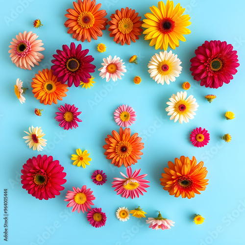 Floral pattern with pink and orange gerbera daisies, perfect for spring and summer design