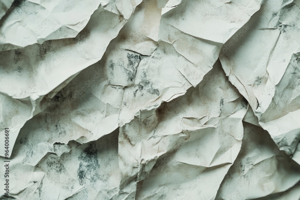 Fototapeta premium Recycled folded paper. Crumbled and grunge with dust and scratches. Paper texture concept, ai