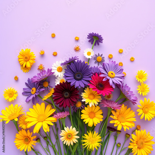 Beautiful pink daisy bouquet in a summer garden, blooming flowers in nature