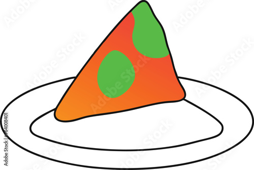 Pizza Slice on Plate Vector Artwork for Modern Design Concepts
 photo