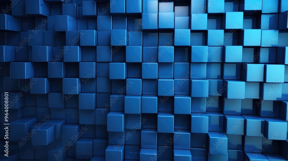 Abstract Blue Cubes 3D Pattern Abstract Blue Cubes 3D Pattern